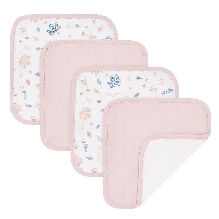 'Botanical Flowers' Organic Washcloths 4pk