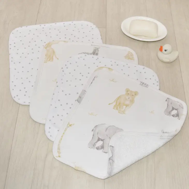 'Savanna Babies' Washcloths 4pk