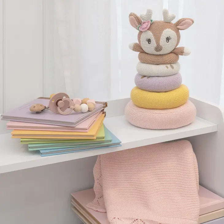 'Ava the Fawn' Knitted Stacking Ring Toy Gift Set