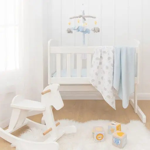 'Mason Elephant' Bassinet Fitted Sheet 2pk