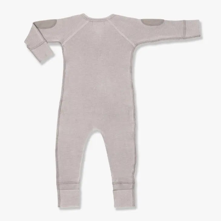 Vintage Grey Waffle Zip Romper