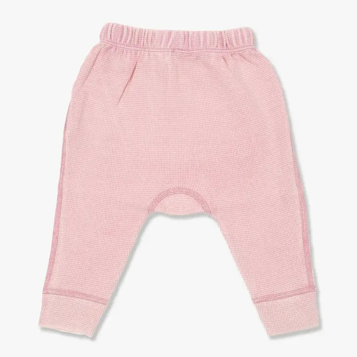 Vintage Pink Waffle Long Sleeve Baby Tee & Matching Pants
