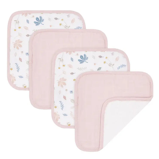 'Botanical Flowers' Organic Washcloths 4pk