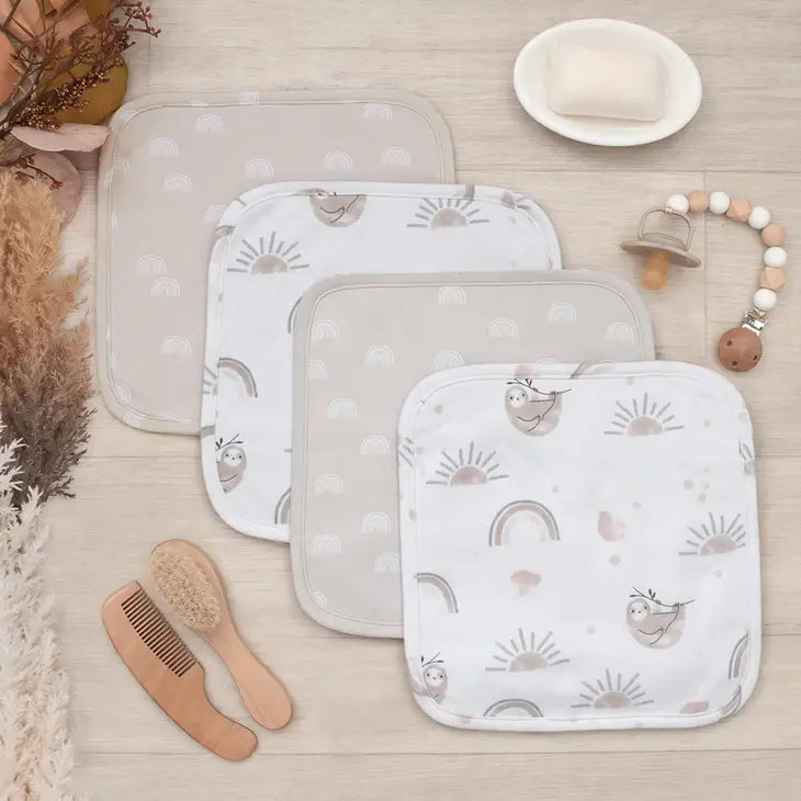 'Happy Sloth' Washcloths 4pk