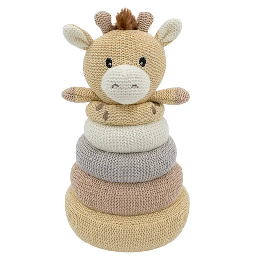 'Noah the Giraffe' Knitted Stacking Ring Toy Gift Set