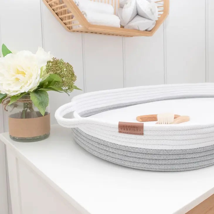Grey/White Change Basket With Mattress & Cover