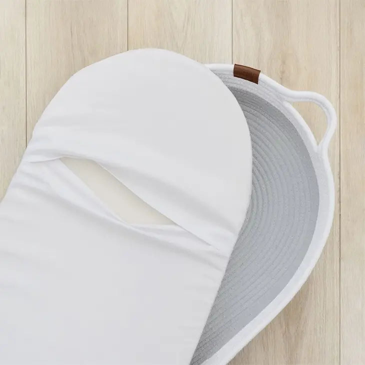 Grey/White Change Basket With Mattress & Cover