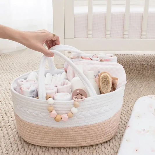 Blush/White Nappy Caddy With Divider