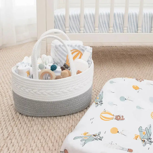 Grey/White Nappy Caddy With Divider