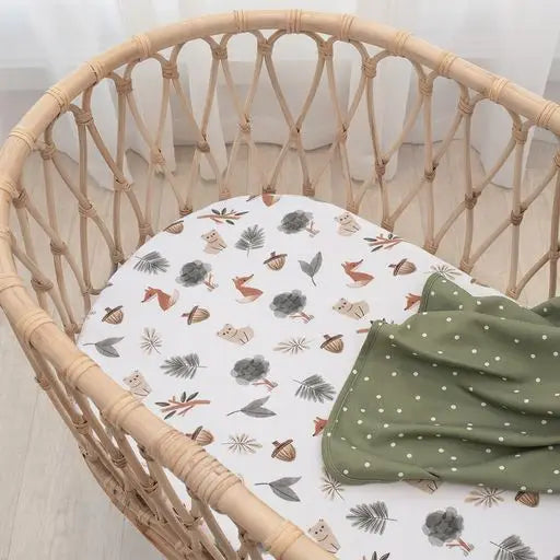 'Forest Retreat' Bassinet Fitted Sheet 2pk