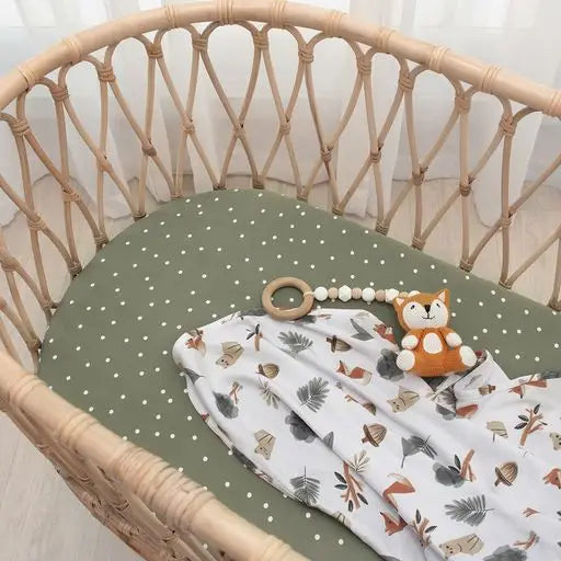 'Forest Retreat' Bassinet Fitted Sheet 2pk