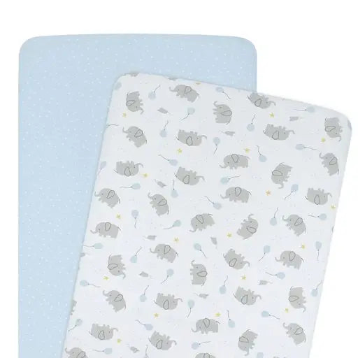 'Mason Elephant' Bassinet Fitted Sheet 2pk