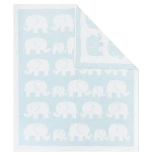 'Blue Elephant' Chenille Pram Blanket