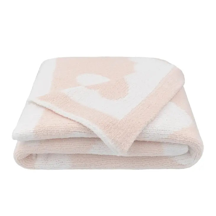 'Pink Hearts' Chenille Pram Blanket