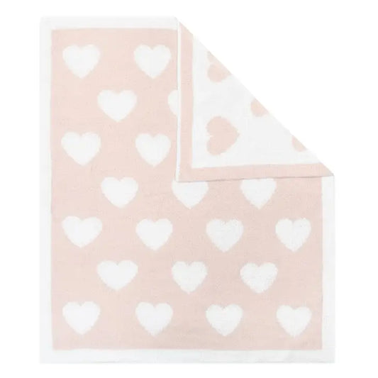 'Pink Hearts' Chenille Pram Blanket