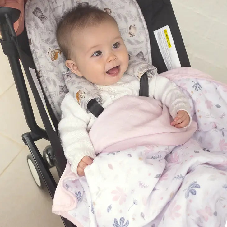 'Botanical Flowers' Muslin Pram Blanket