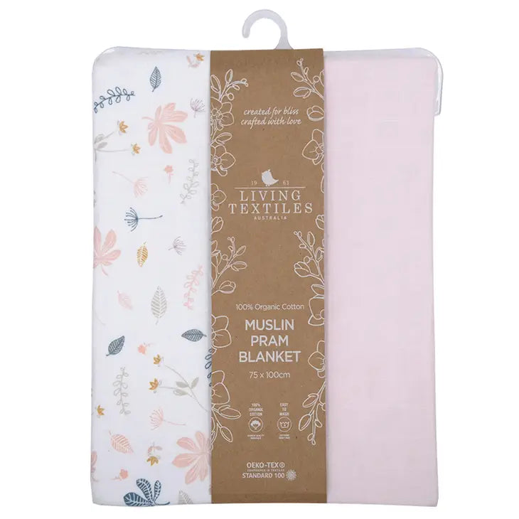 'Botanical Flowers' Muslin Pram Blanket