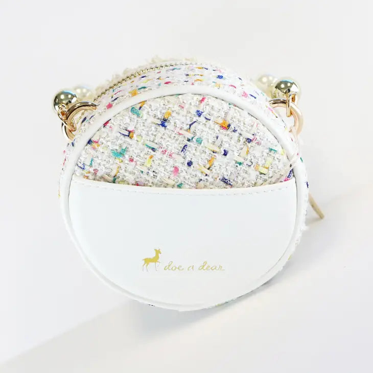 Pink and white purse on sale