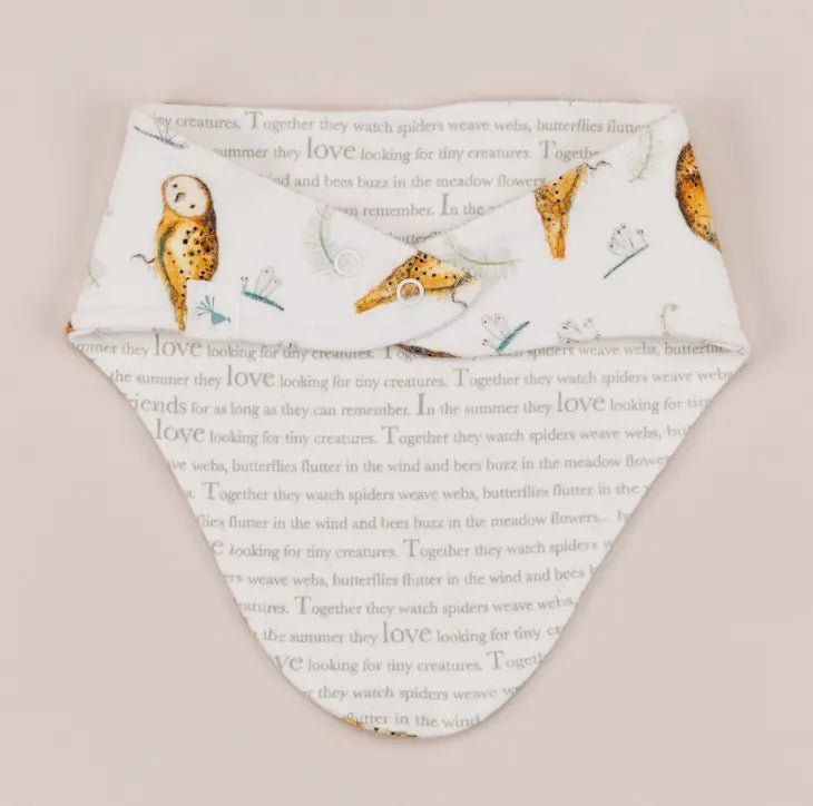 'Olive Owl' Printed Bandana Bib
