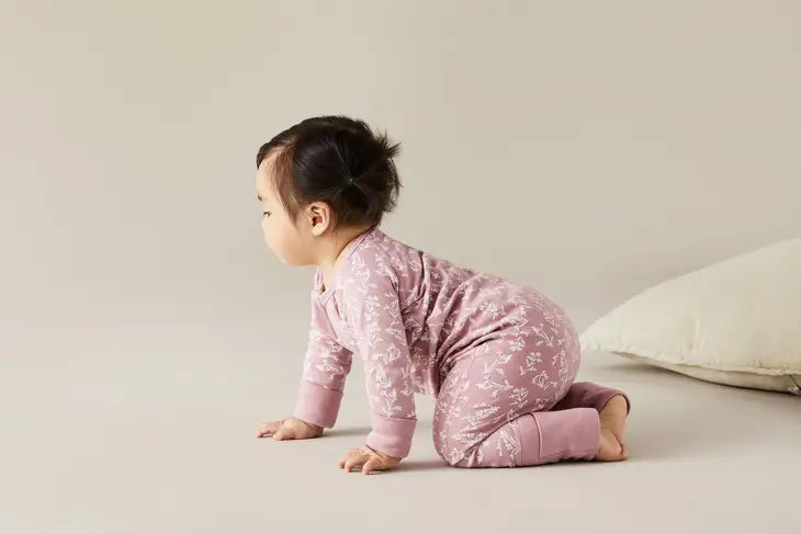 Reverse Sage Flower Zip Romper