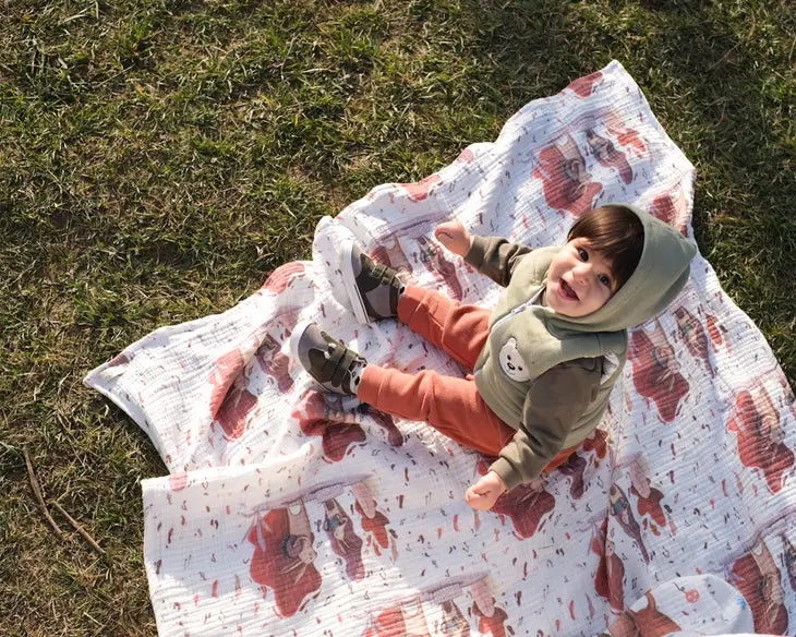 'Musician Rabbits' 4 Layers Muslin Blanket
