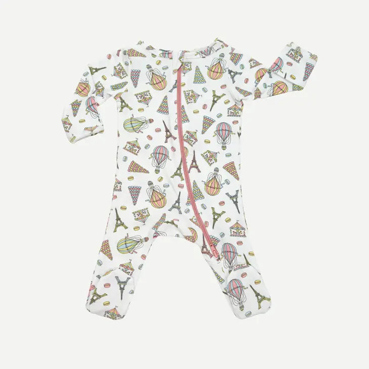 'One Day in Paris' Footed Onesie