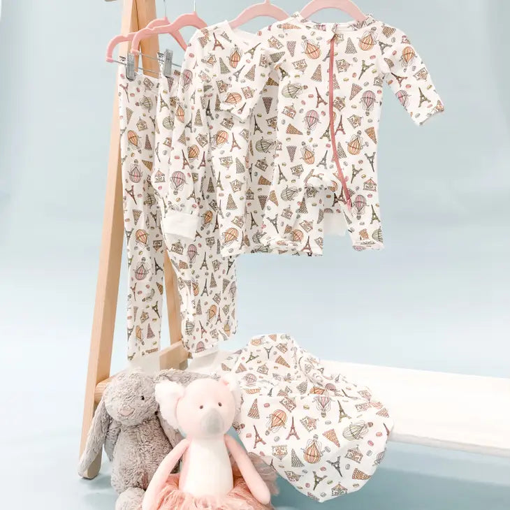 'One Day in Paris' Footed Onesie