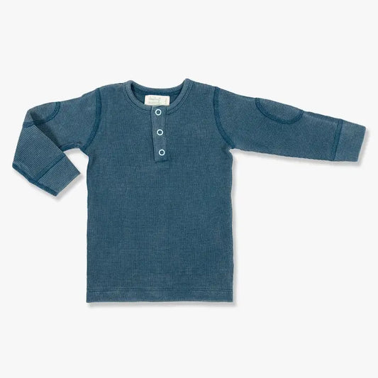 Vintage Blue Waffle Long Sleeve Baby Tee