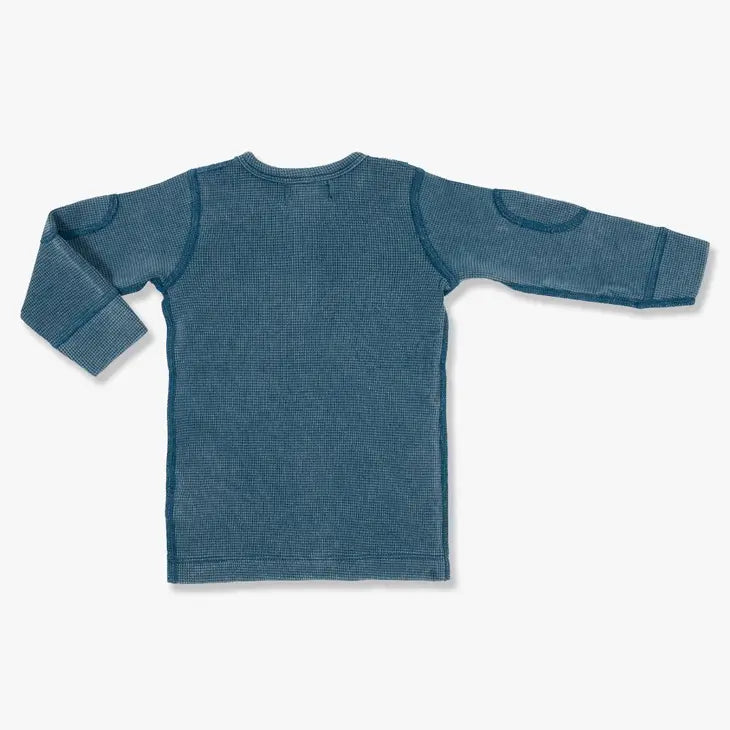 Vintage Blue Waffle Long Sleeve Baby Tee