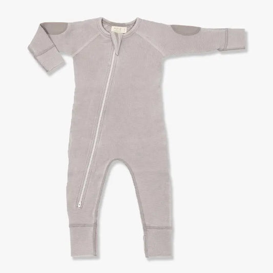 Vintage Grey Waffle Zip Romper