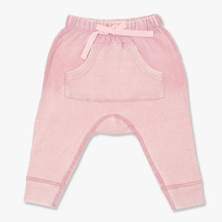 Vintage Pink Waffle Long Sleeve Baby Tee & Matching Pants
