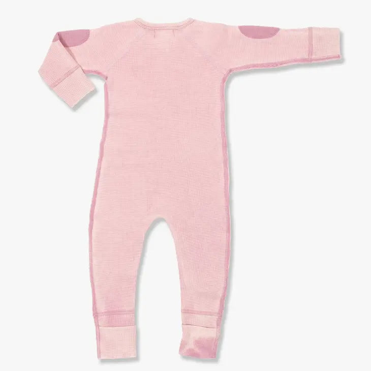 Vintage Pink Waffle Zip Romper